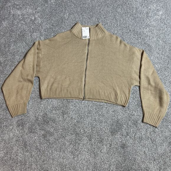 H&M Divided Sweater Womens Medium Cropped Full Zip Minimalist Streetwear Preppy - Picture 1 of 8